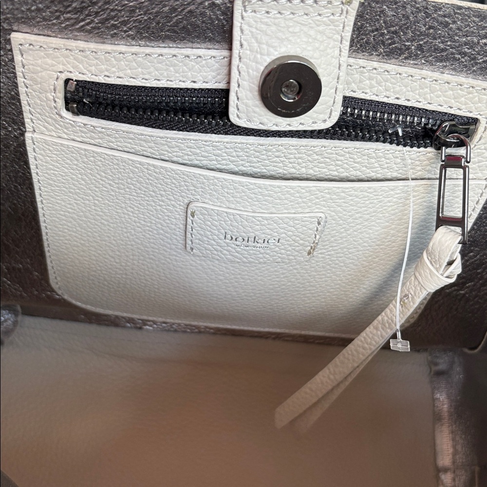 Botkier Dove Soho Bite Size Leather Tote with Black zipper Accents - Picture 5 of 6
